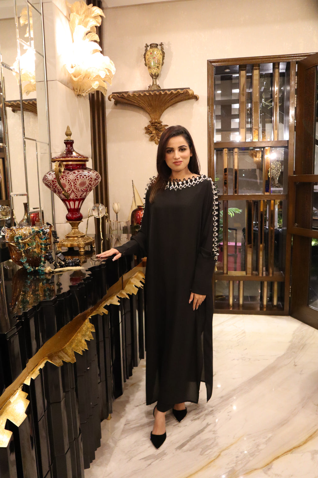 Celeste Noir Kaftan Set