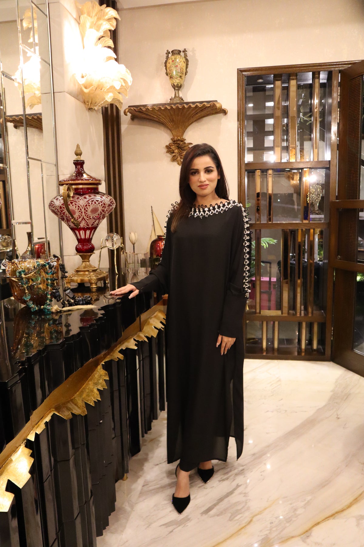 Celeste Noir Kaftan Set